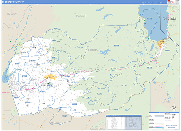 El Dorado County, CA Map Basic Style